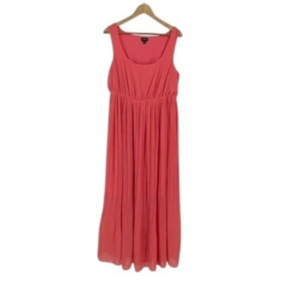 Torrid Coral Sleeveless Sheer Pleated Maxi Dress Size 2X Romantic Beach Boho